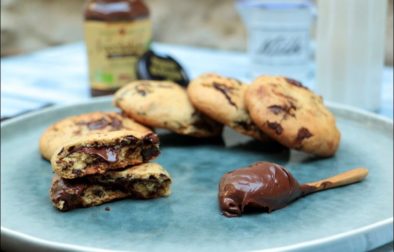 cookies cœur coulant chocolat noisettes