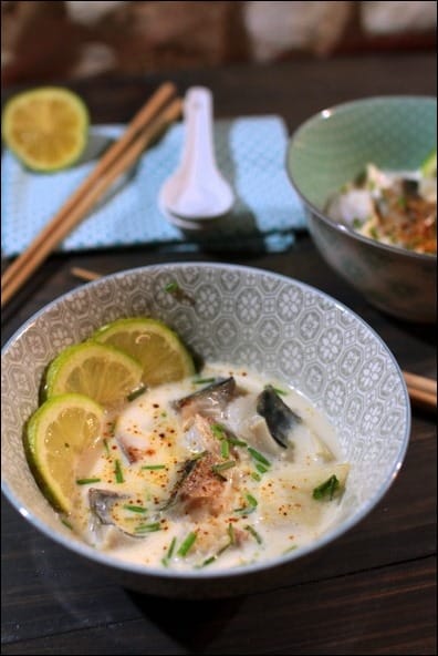 bouillon thaï lait de coco citronnelle maquereau