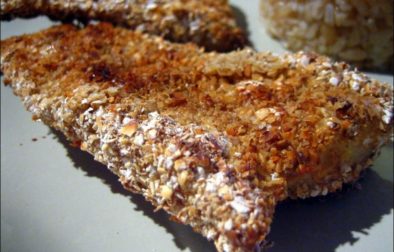 filet de poisson pané au son d'avoine et à la coriandre