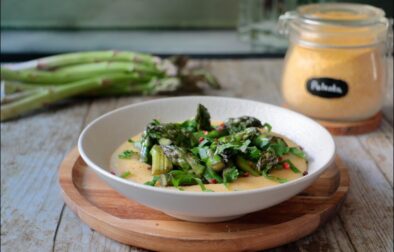 polenta crémeuse aux asperges vertes