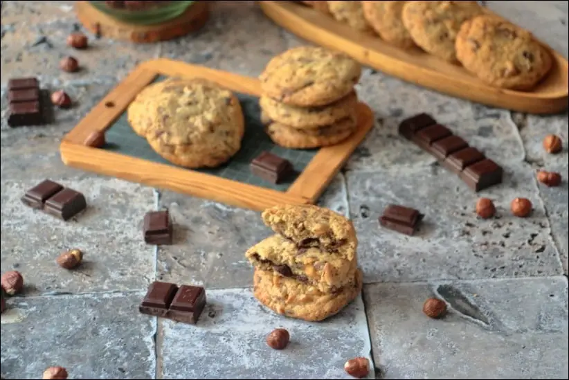 cookies moelleux pepite chocolat noisettes