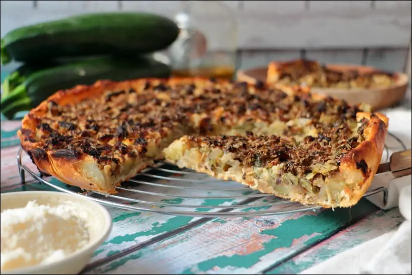 tarte aux courgettes citron confit et parmesan
