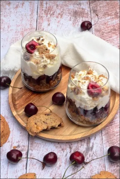 verrines cerises cookies chantilly