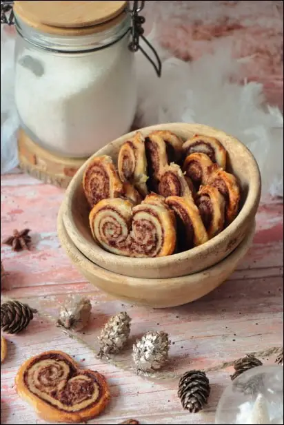 palmiers feuilletés de Noël sucrés