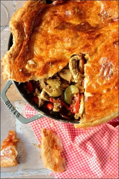 pie poulet courgettes aubergines poivrons
