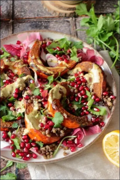 salade de potimarron roti lentilles